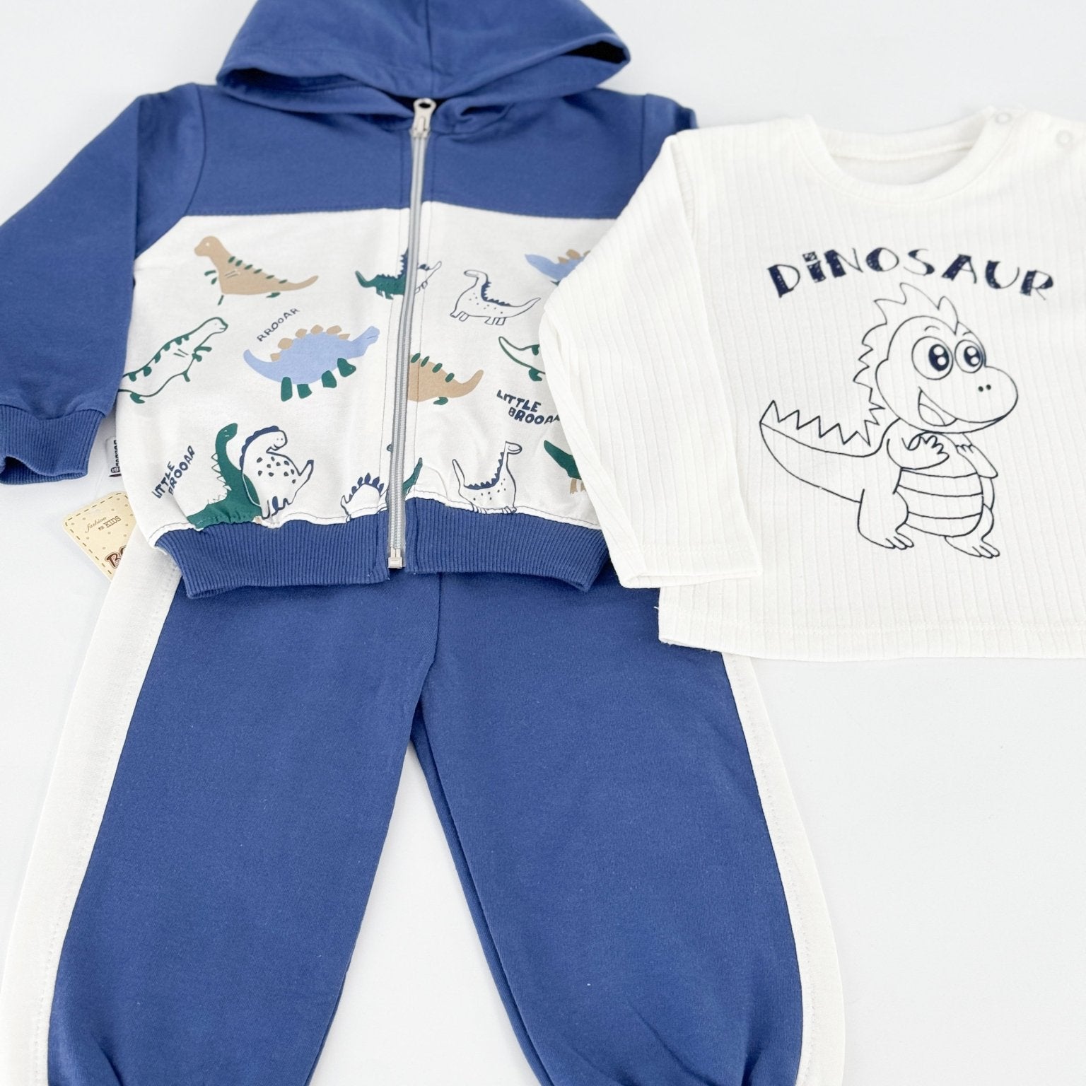 Trening albastru baiat cu dinozauri - Botez bebelusi