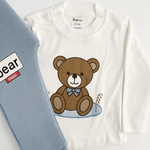 Trening copii albastru cu ursuleti - 3 piese - Botez bebelusi