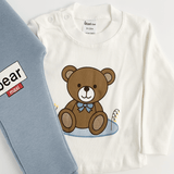 Trening copii albastru cu ursuleti - 3 piese - Botez bebelusi