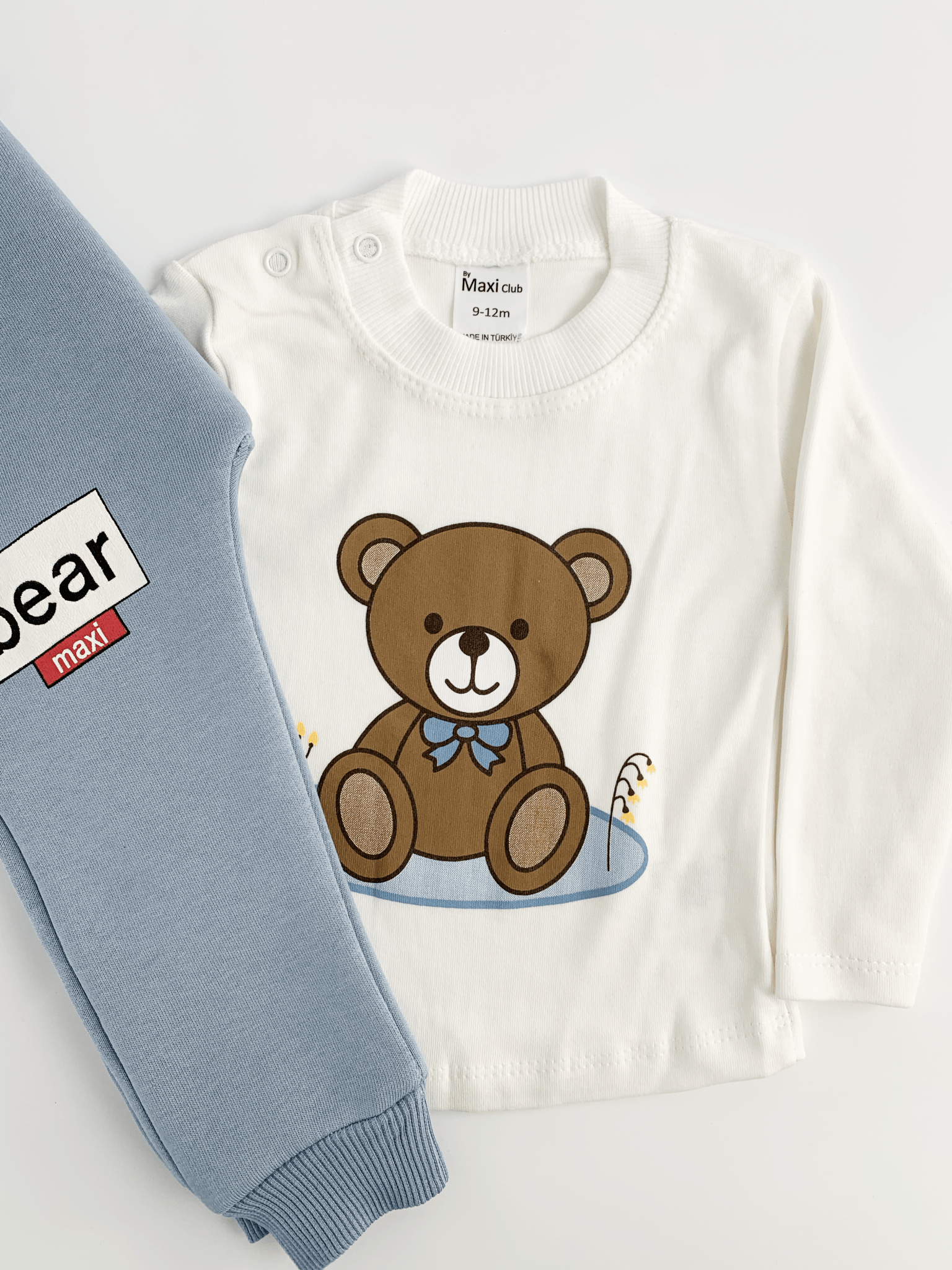 Trening copii albastru cu ursuleti - 3 piese - Botez bebelusi