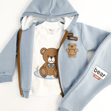 Trening copii albastru cu ursuleti - 3 piese - Botez bebelusi