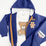 Trening copii bleumarin cu ursuleti - 3 piese - Botez bebelusi