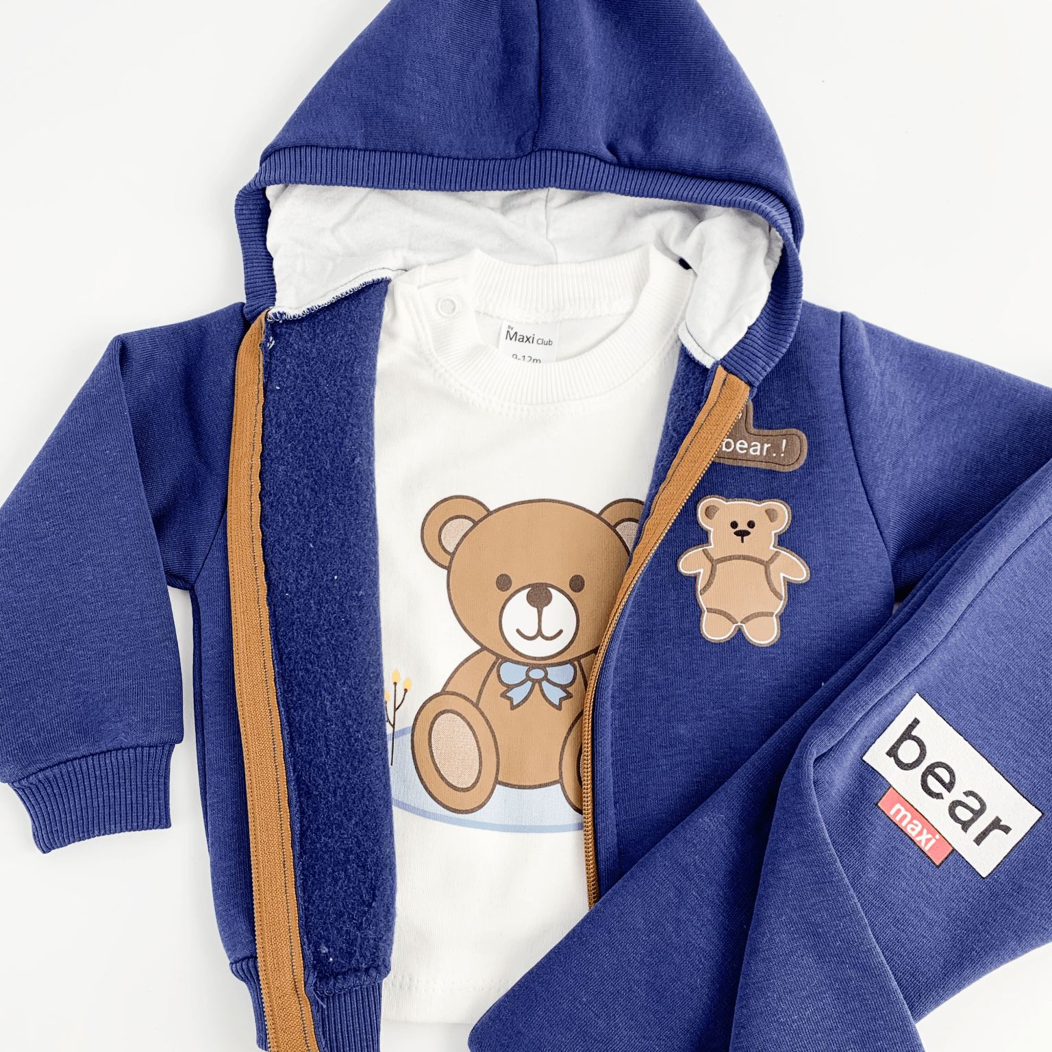Trening copii bleumarin cu ursuleti - 3 piese - Botez bebelusi