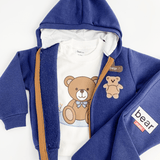 Trening copii bleumarin cu ursuleti - 3 piese - Botez bebelusi