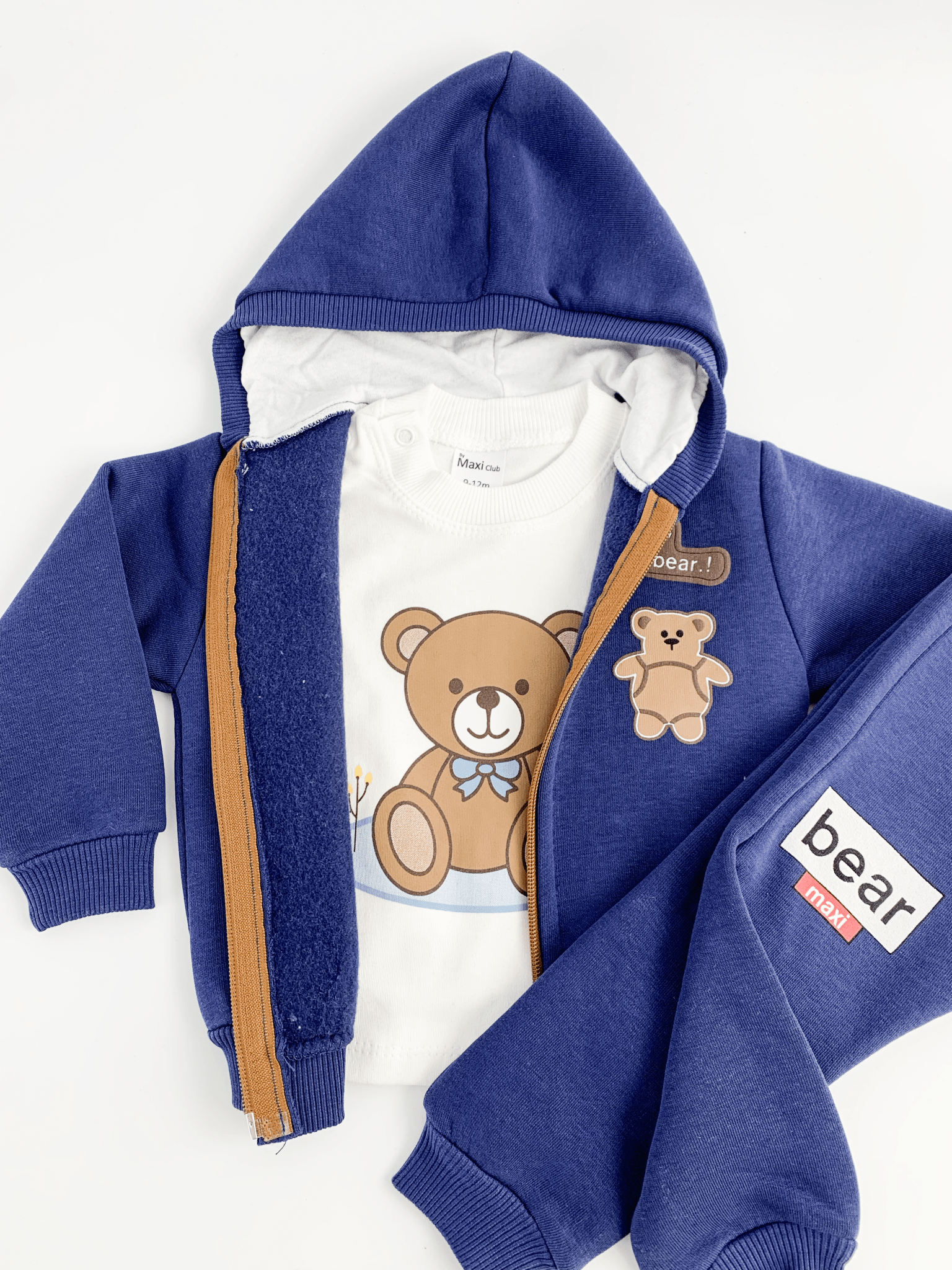 Trening copii bleumarin cu ursuleti - 3 piese - Botez bebelusi