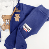 Trening copii bleumarin cu ursuleti - 3 piese - Botez bebelusi