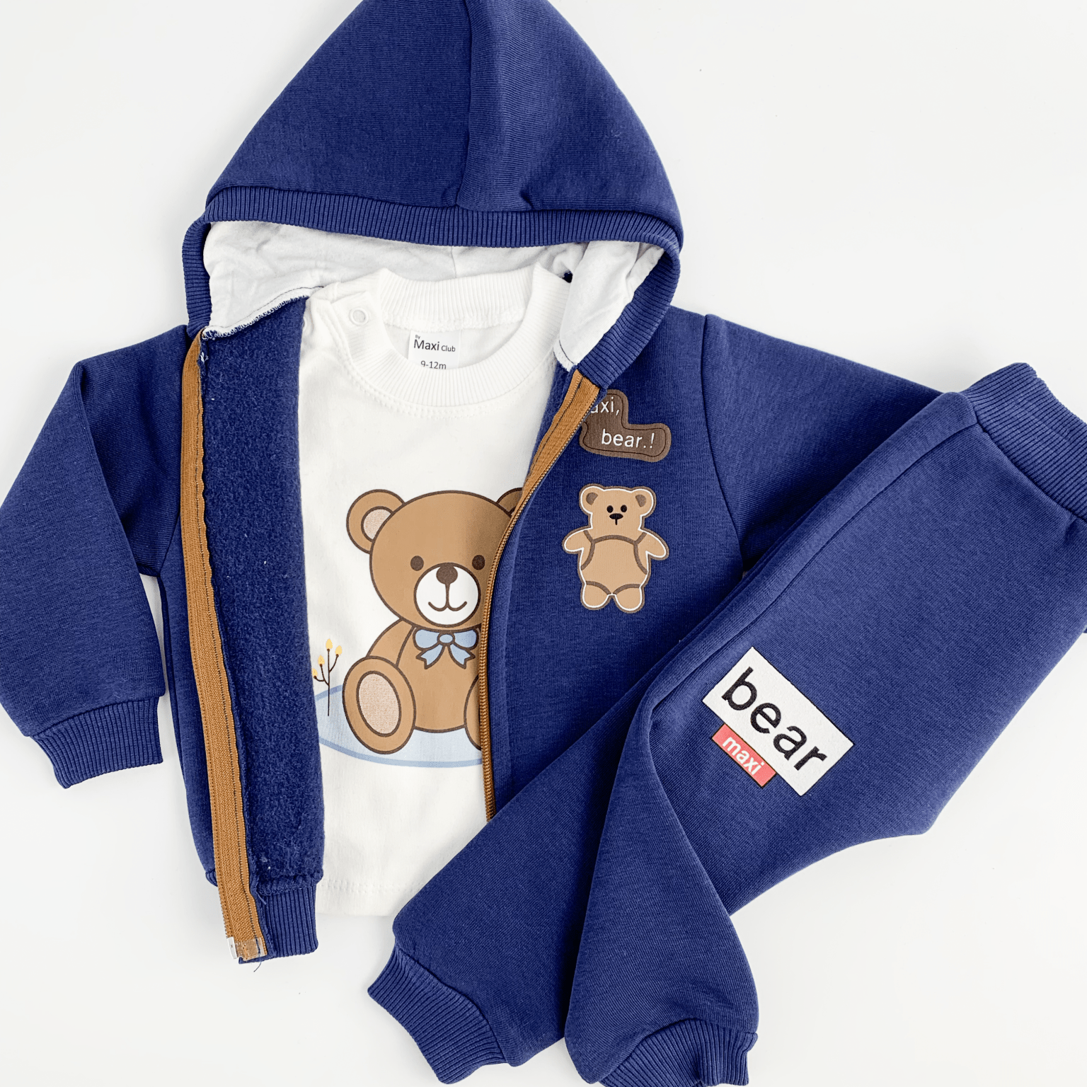 Trening copii bleumarin cu ursuleti - 3 piese - Botez bebelusi