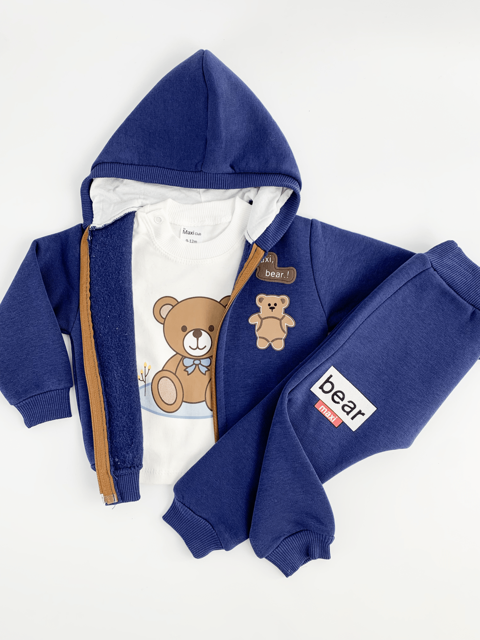 Trening copii bleumarin cu ursuleti - 3 piese - Botez bebelusi