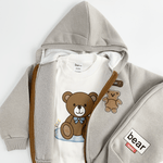 Trening copii gri cu ursuleti - 3 piese - Botez bebelusi