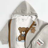 Trening copii gri cu ursuleti - 3 piese - Botez bebelusi