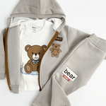 Trening copii gri cu ursuleti - 3 piese - Botez bebelusi
