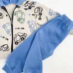 Trening copii gros albastru cu masinute - 2 piese - Botez bebelusi