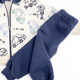 Trening copii gros bleumarin cu masinute - 2 piese - Botez bebelusi