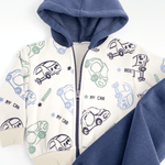 Trening copii gros bleumarin cu masinute - 2 piese - Botez bebelusi