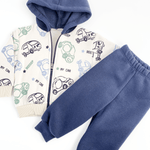 Trening copii gros bleumarin cu masinute - 2 piese - Botez bebelusi