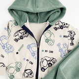 Trening copii gros verde cu masinute - 2 piese - Botez bebelusi