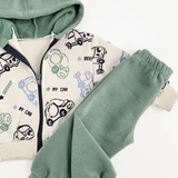 Trening copii gros verde cu masinute - 2 piese - Botez bebelusi
