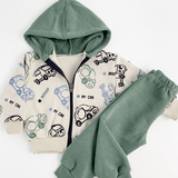 Trening copii gros verde cu masinute - 2 piese - Botez bebelusi