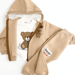 Trening copii maro cu ursuleti - 3 piese - Botez bebelusi