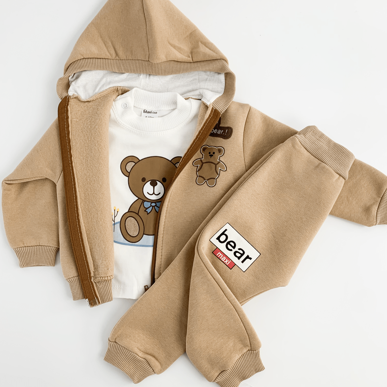 Trening copii maro cu ursuleti - 3 piese - Botez bebelusi