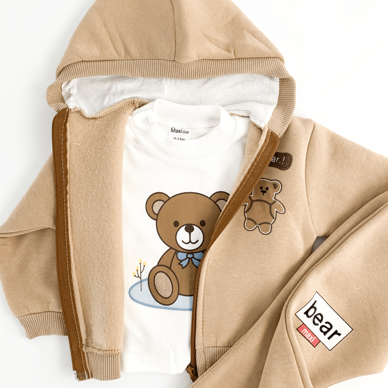 Trening copii maro cu ursuleti - 3 piese - Botez bebelusi