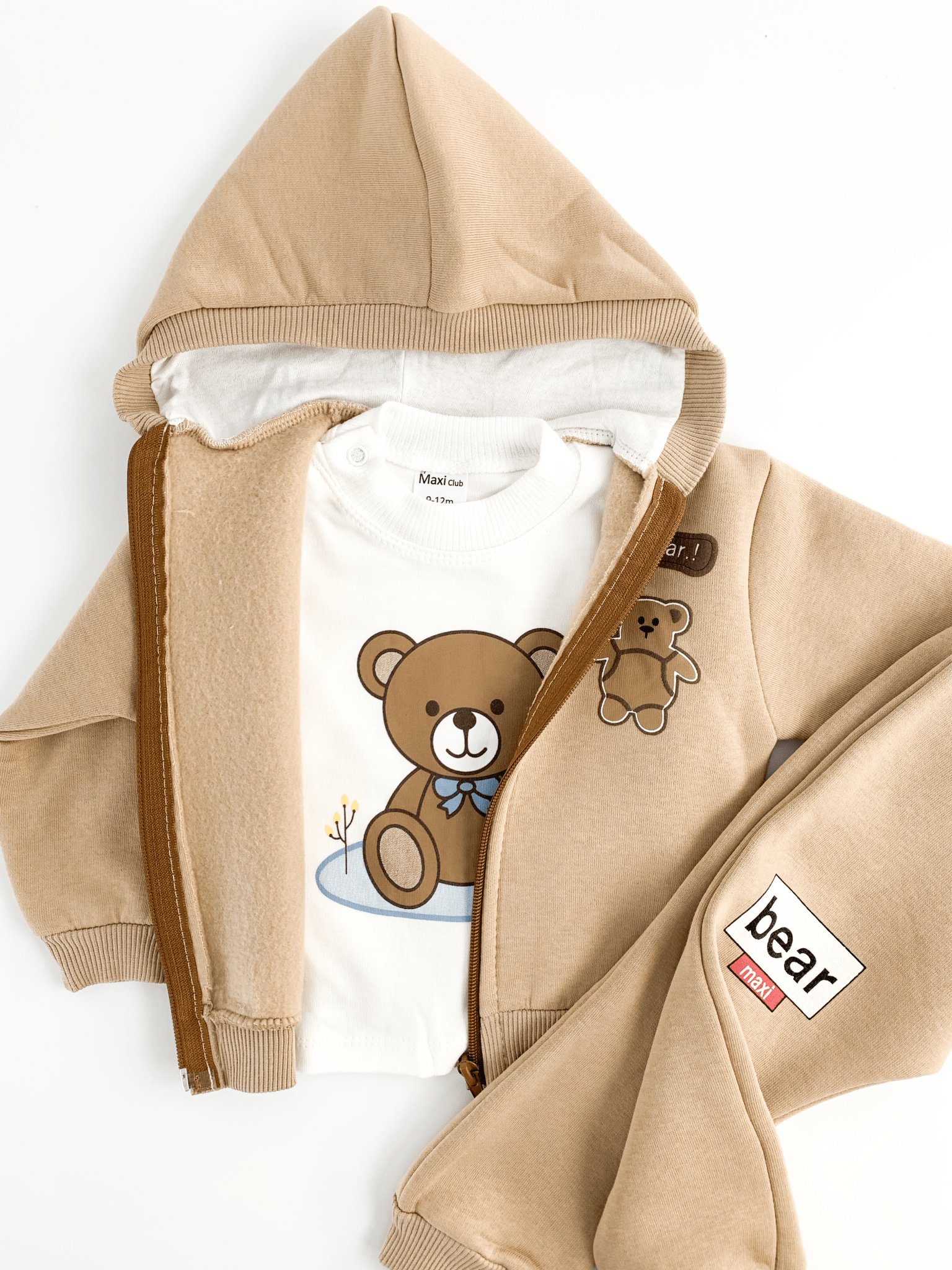 Trening copii maro cu ursuleti - 3 piese - Botez bebelusi