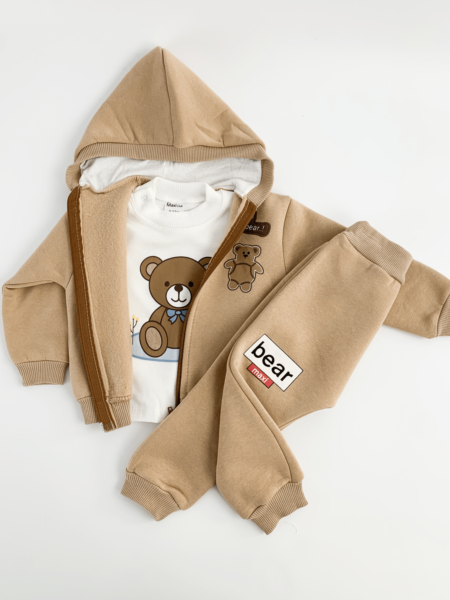 Trening copii maro cu ursuleti - 3 piese - Botez bebelusi