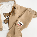Trening copii maro cu ursuleti - 3 piese - Botez bebelusi