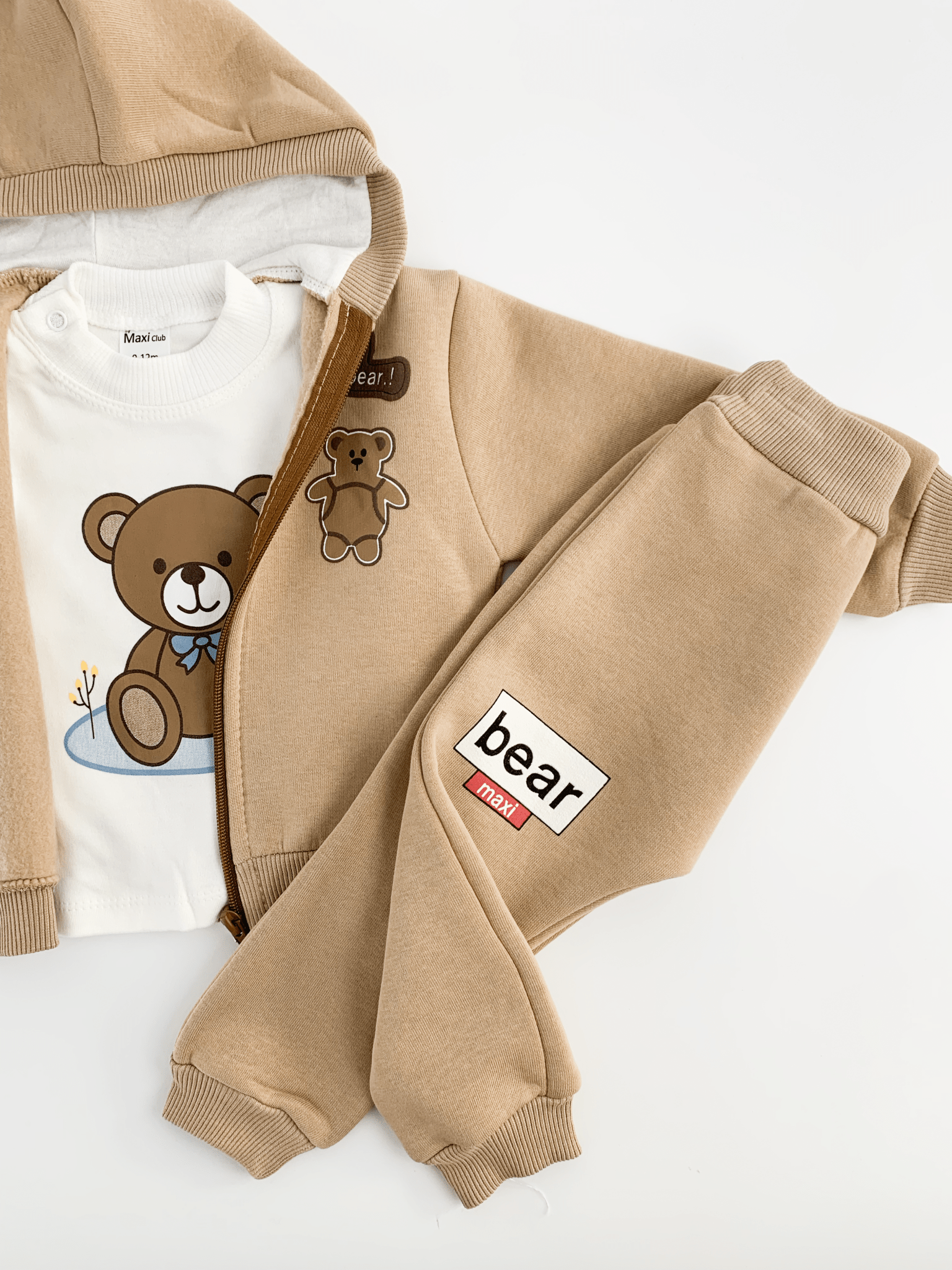 Trening copii maro cu ursuleti - 3 piese - Botez bebelusi