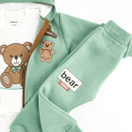 Trening copii verde cu ursuleti - 3 piese - Botez bebelusi