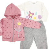 Trening Ecaterina fete 3 piese - roz cu gri - Botez bebelusi