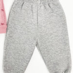 Trening Ecaterina fete 3 piese - roz cu gri - Botez bebelusi