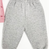 Trening Ecaterina fete 3 piese - roz cu gri - Botez bebelusi