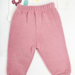 Trening Ecaterina fete 3 piese - verde cu roz - Botez bebelusi