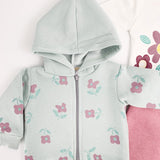 Trening Ecaterina fete 3 piese - verde cu roz - Botez bebelusi