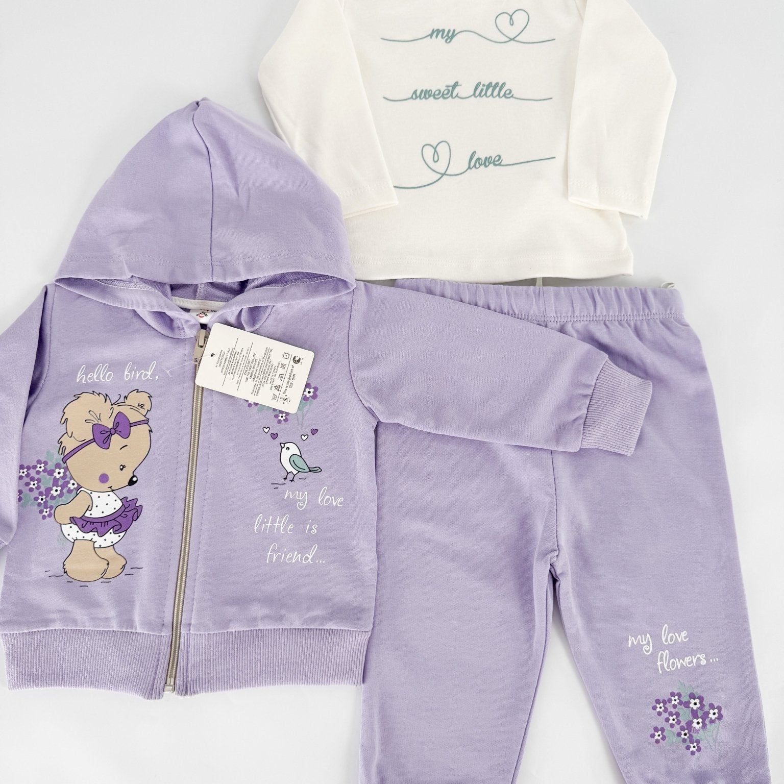 Trening mov fetita cu ursulet - 3 piese - Botez bebelusi