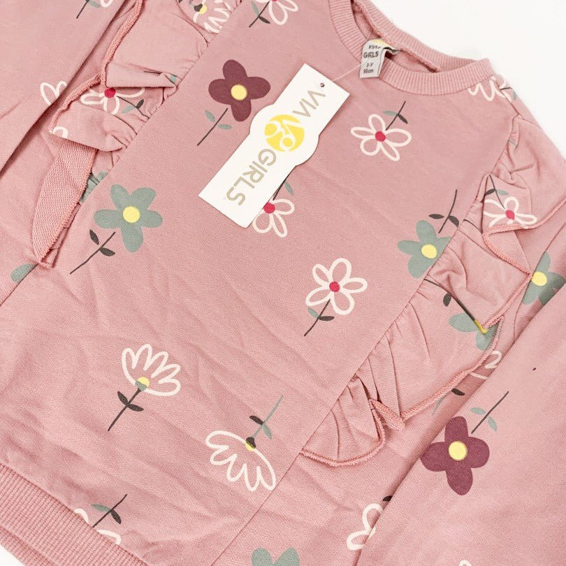 Trening roz cu floricele fetita - Botez bebelusi