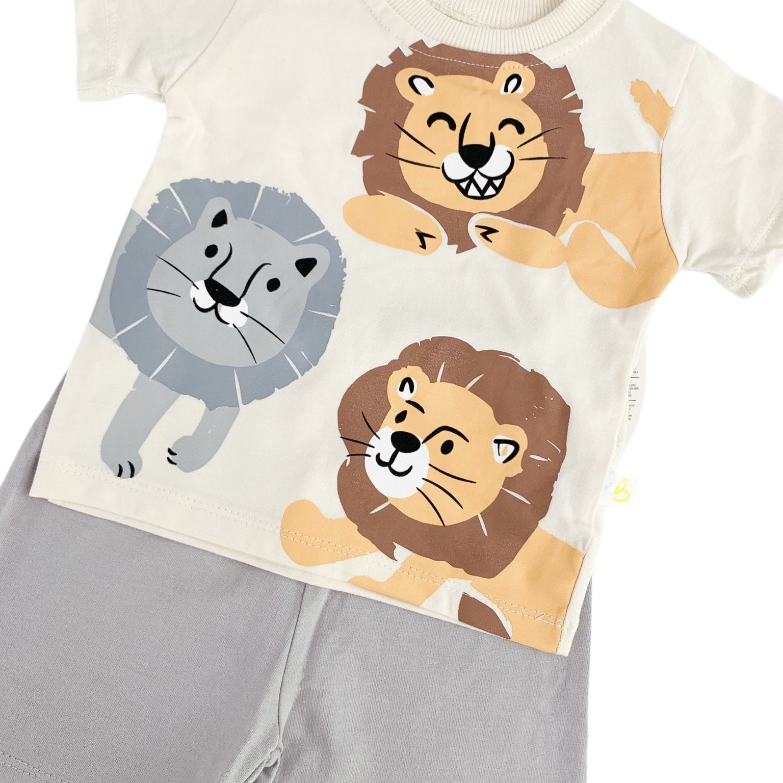 Trening scurt cu leu - gri cu bej - Botez bebelusi