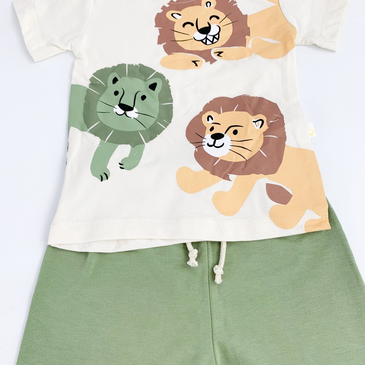 Trening scurt cu leu - verde cu bej - Botez bebelusi