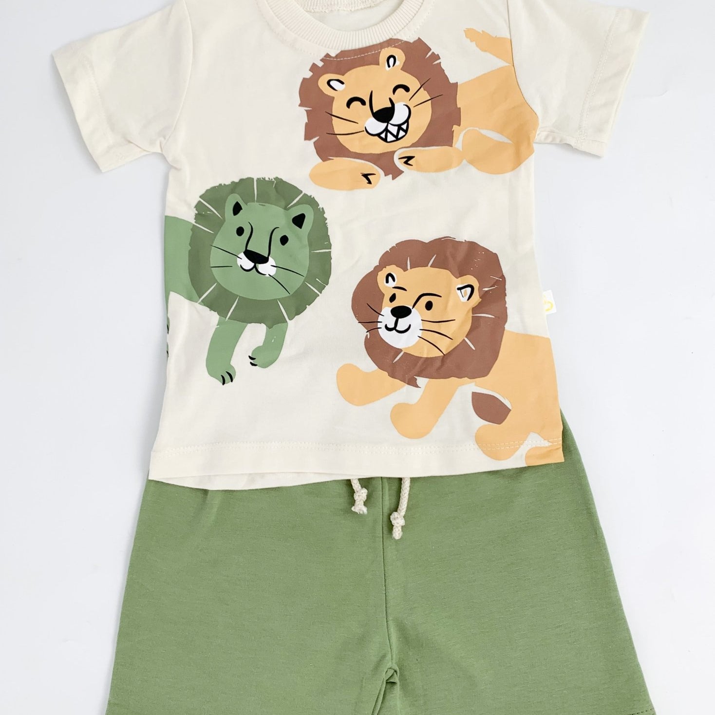 Trening scurt cu leu - verde cu bej - Botez bebelusi