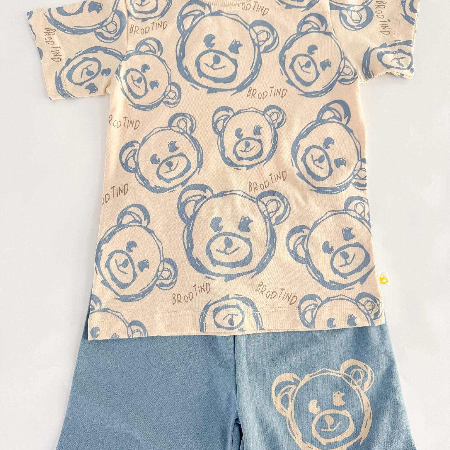 Trening scurt cu ursulet - albastru cu bej - Botez bebelusi