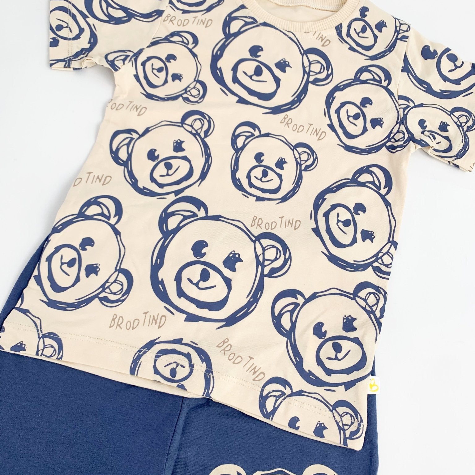 Trening scurt cu ursulet - bleumarin cu bej - Botez bebelusi