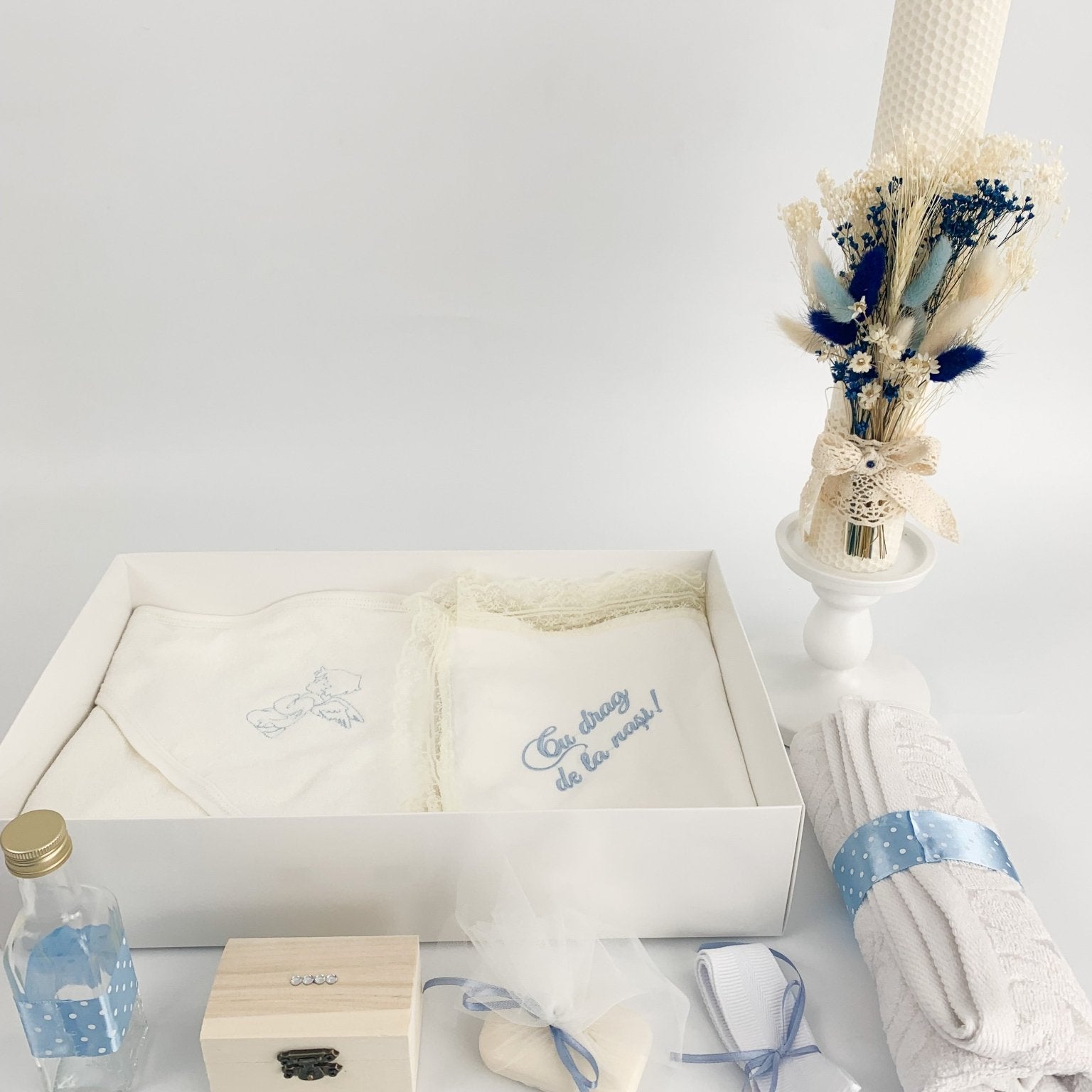 Trusou baiat albastru cu ingeras - Botez bebelusi