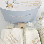 Trusou botez complet albastru cu ursulet cu baloane - Botez bebelusi