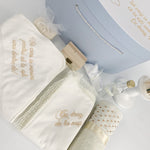 Trusou botez complet albastru cu ursulet cu baloane - Botez bebelusi