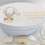 Trusou botez complet albastru cu ursulet cu baloane - Botez bebelusi