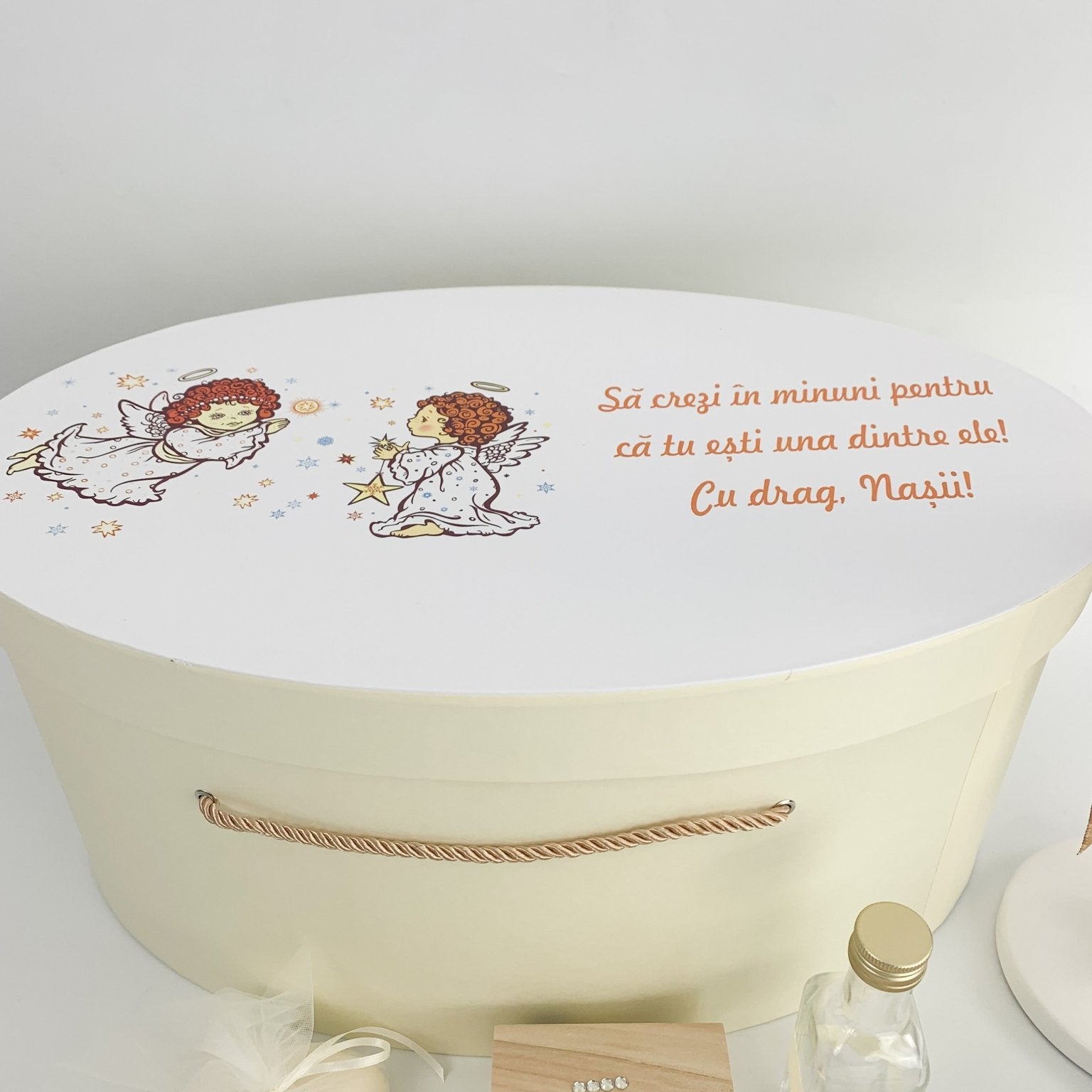 Trusou botez complet auriu cu ingerasi - Botez bebelusi