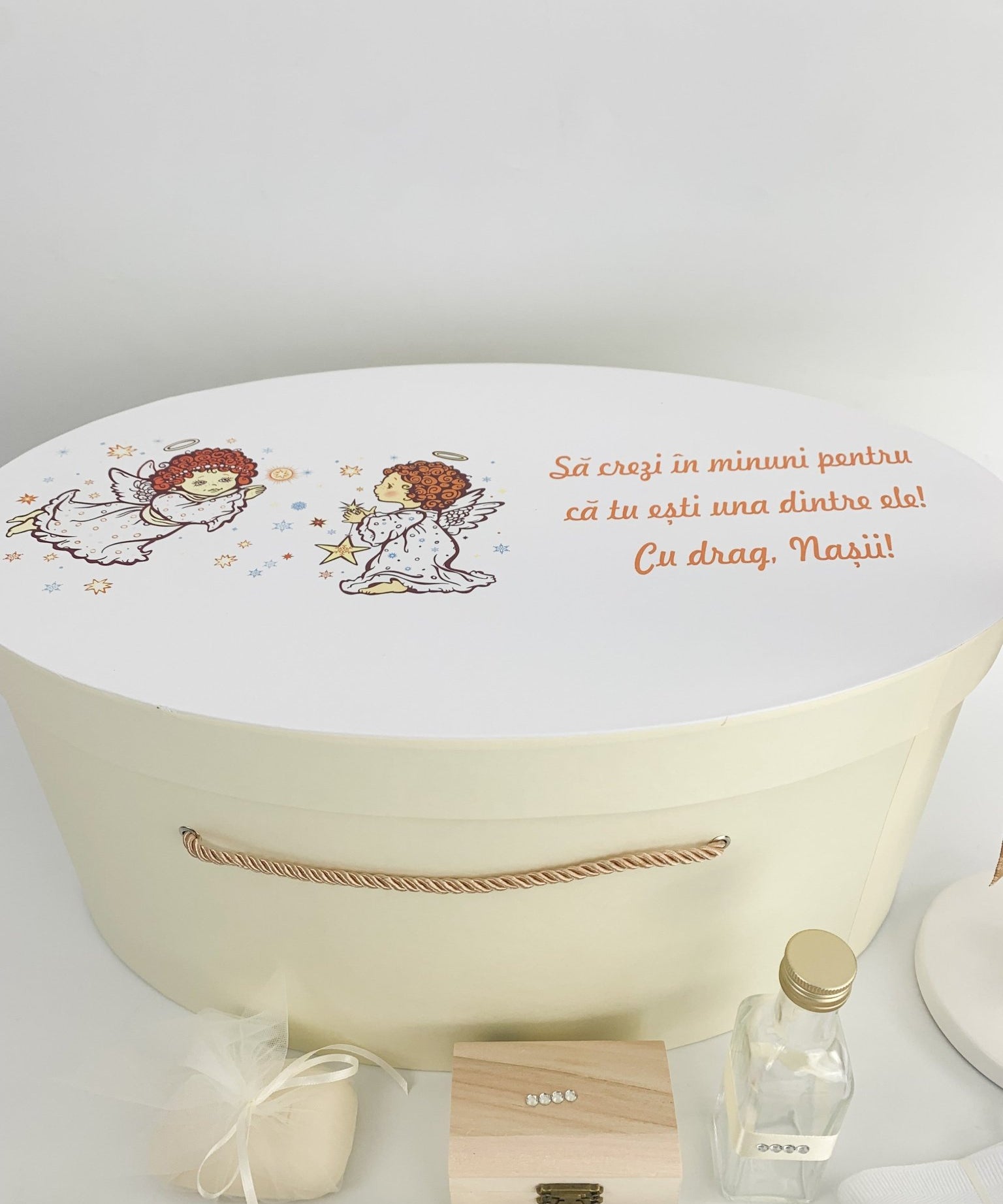 Trusou botez complet auriu cu ingerasi - Botez bebelusi