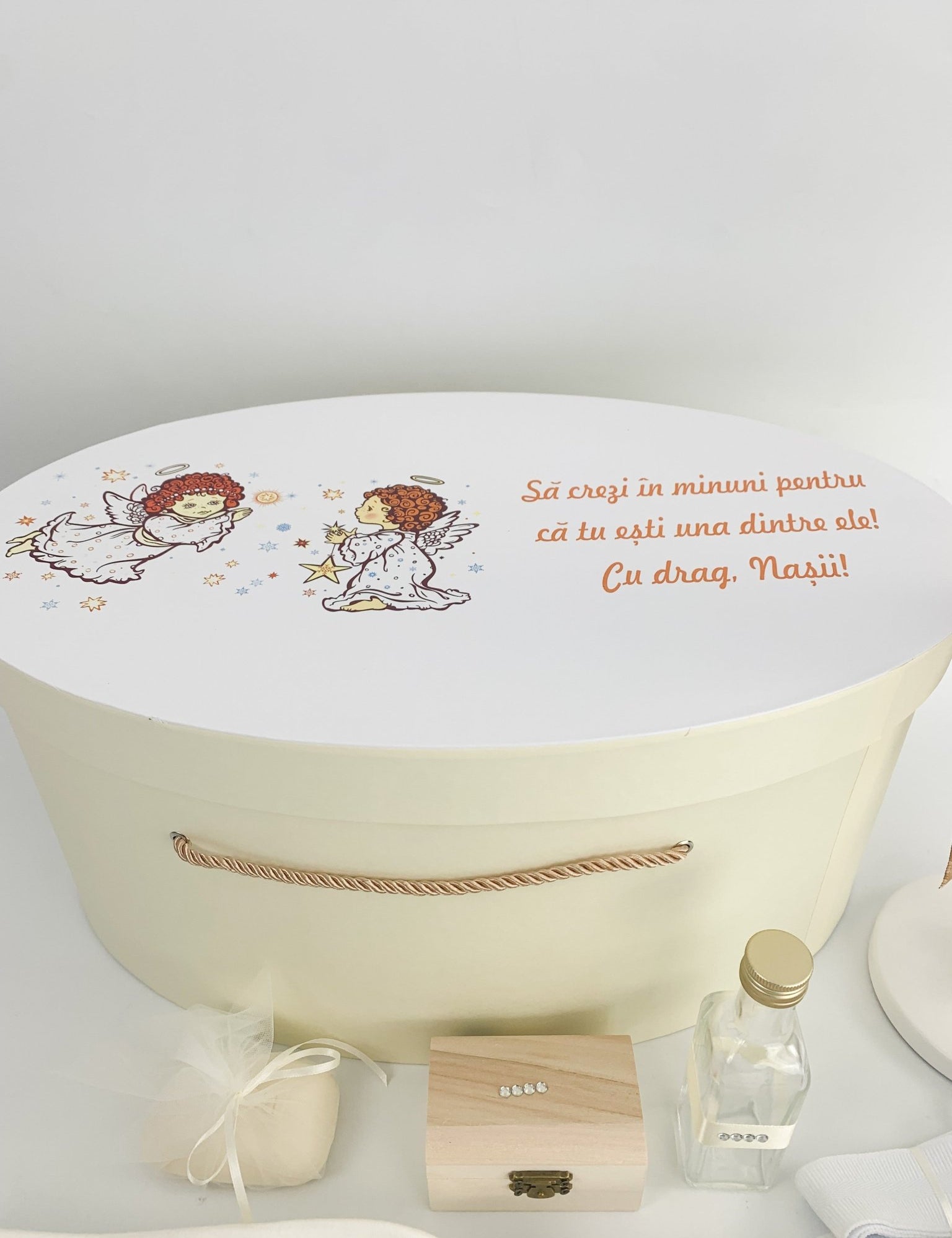 Trusou botez complet auriu cu ingerasi - Botez bebelusi
