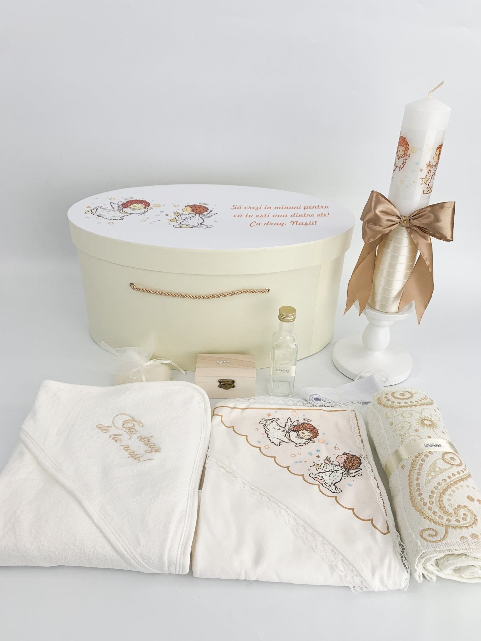 Trusou botez complet auriu cu ingerasi - Botez bebelusi